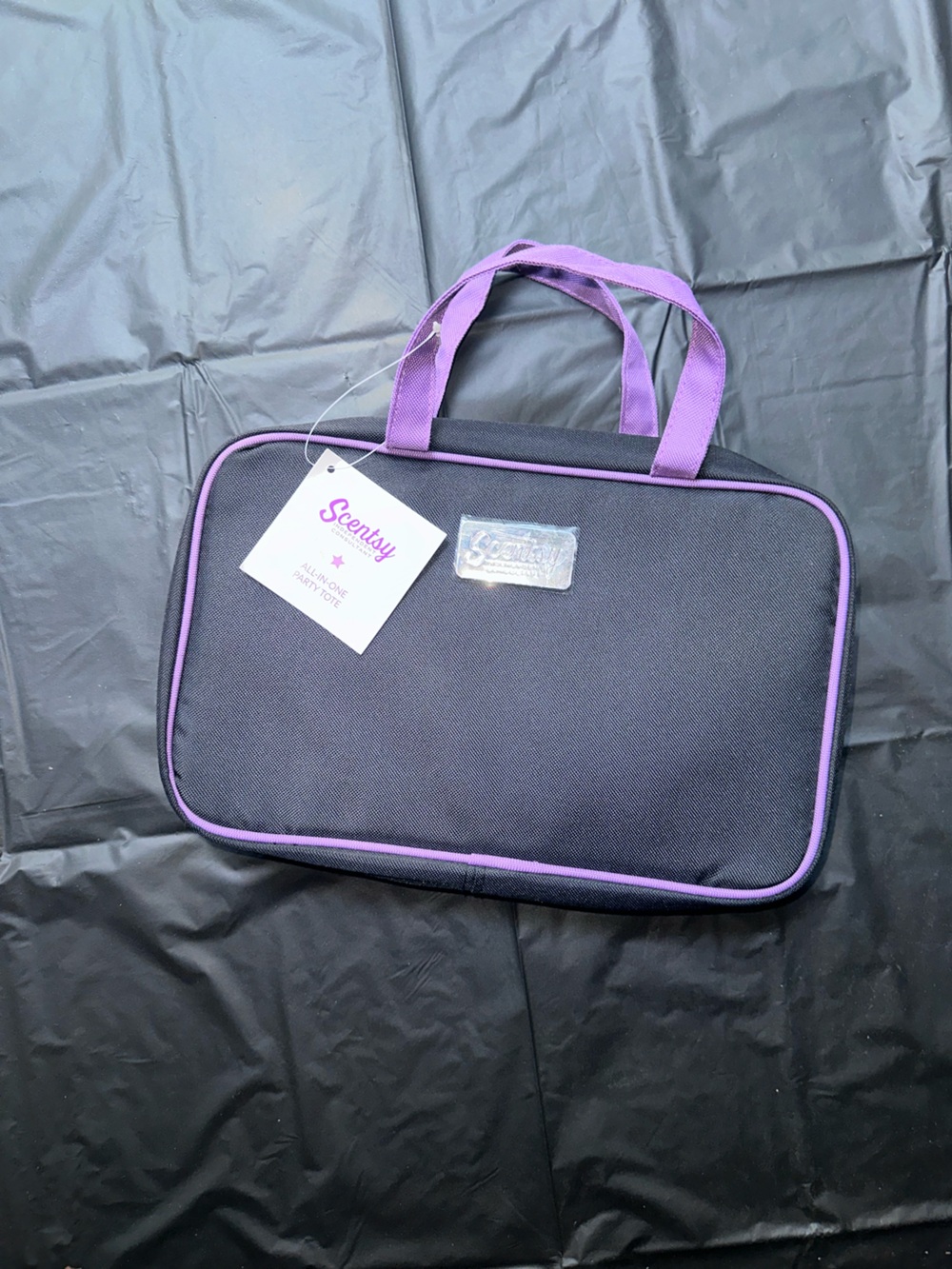 Scentsy Black Cosmetic Bag with Purple Handles and Trim